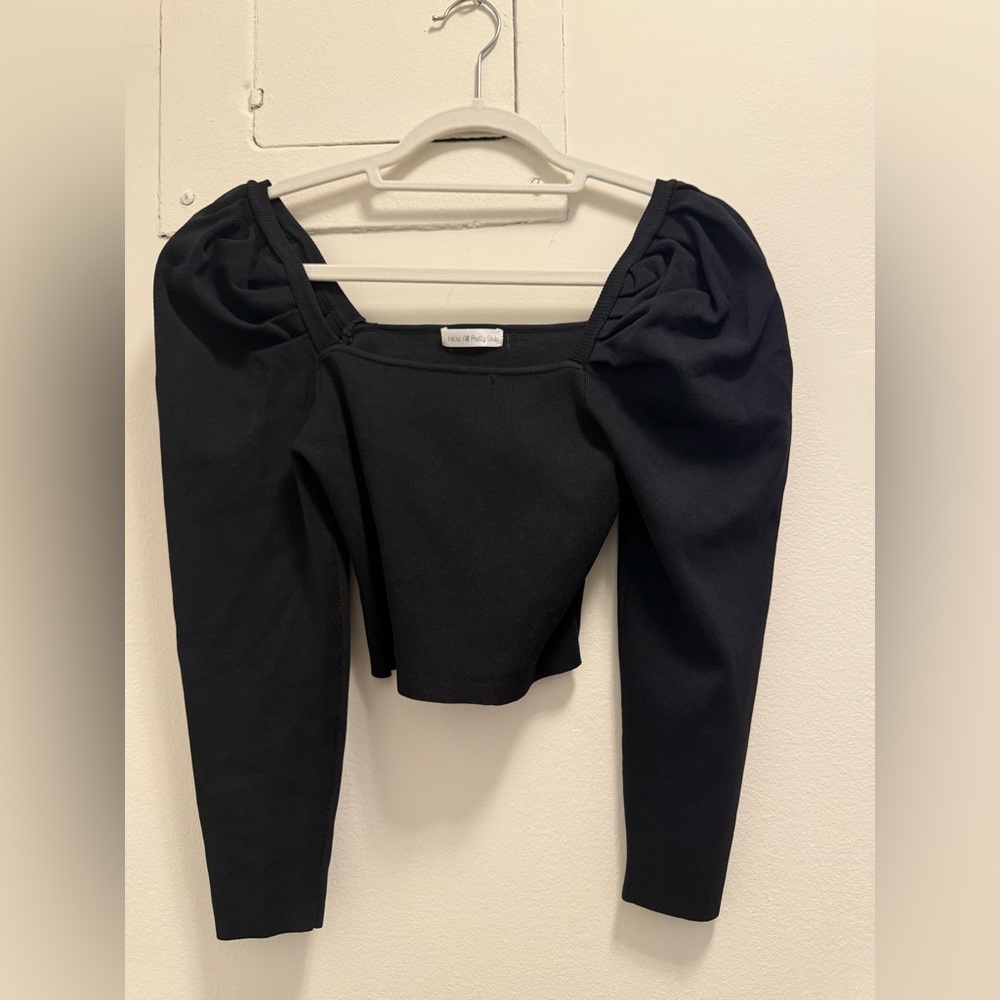 Crop puff sleeve top